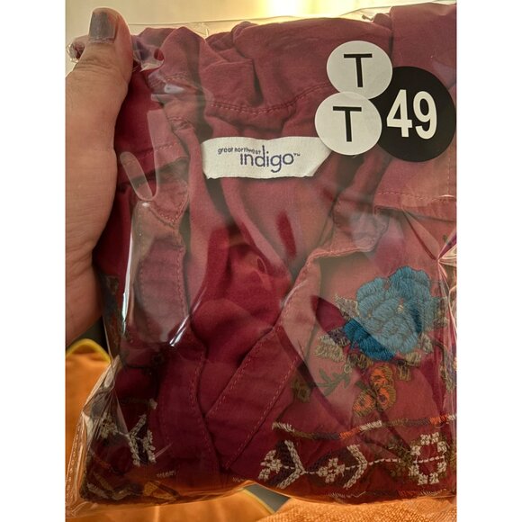 Great Northwest Indigo Embroidered Hot Pink Button-Down Shirt L - Picture 9 of 11